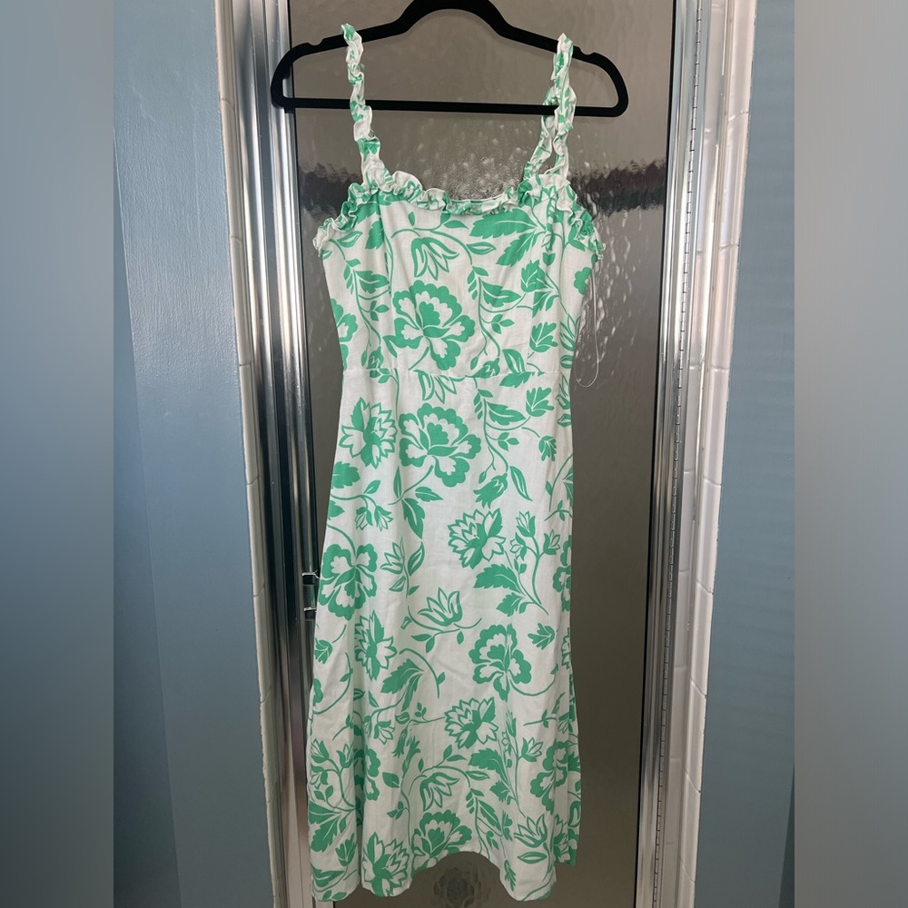 Draper James green and white floral tank dress- spring summer - size 2